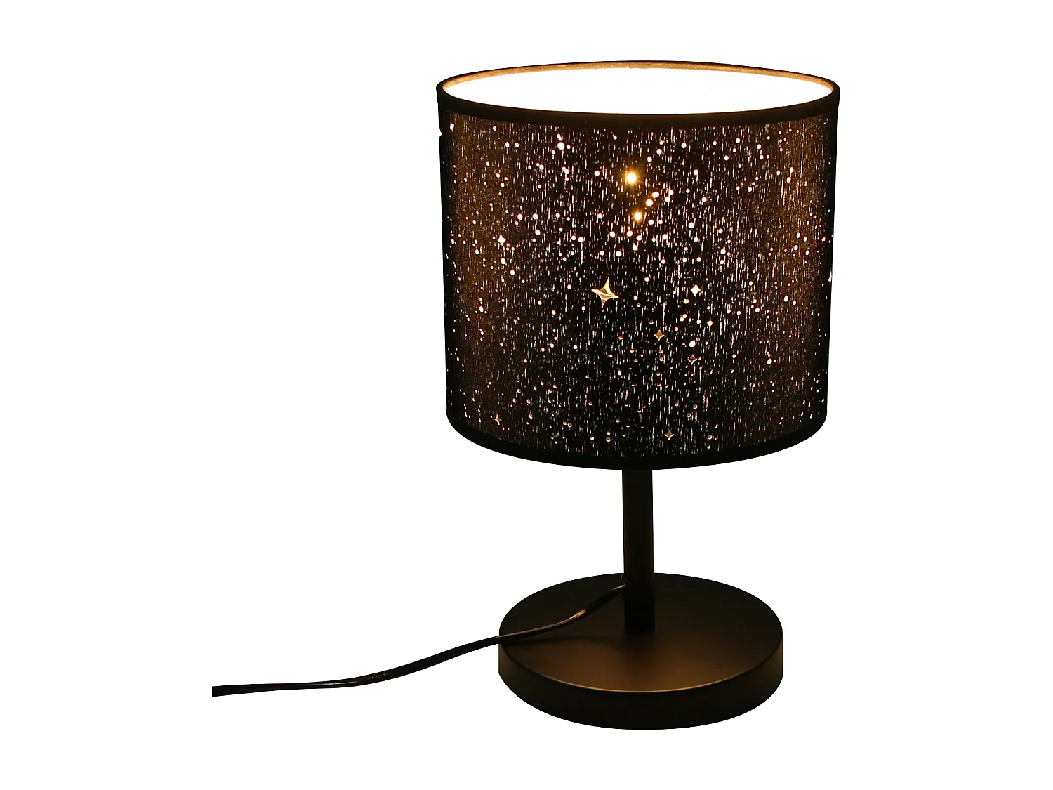 NETTLIFE Vintage Nachttischlampe E27 Sternenhimmel Stoff Lampenschirm Weihnachtsgeschenke mit Kippschalter