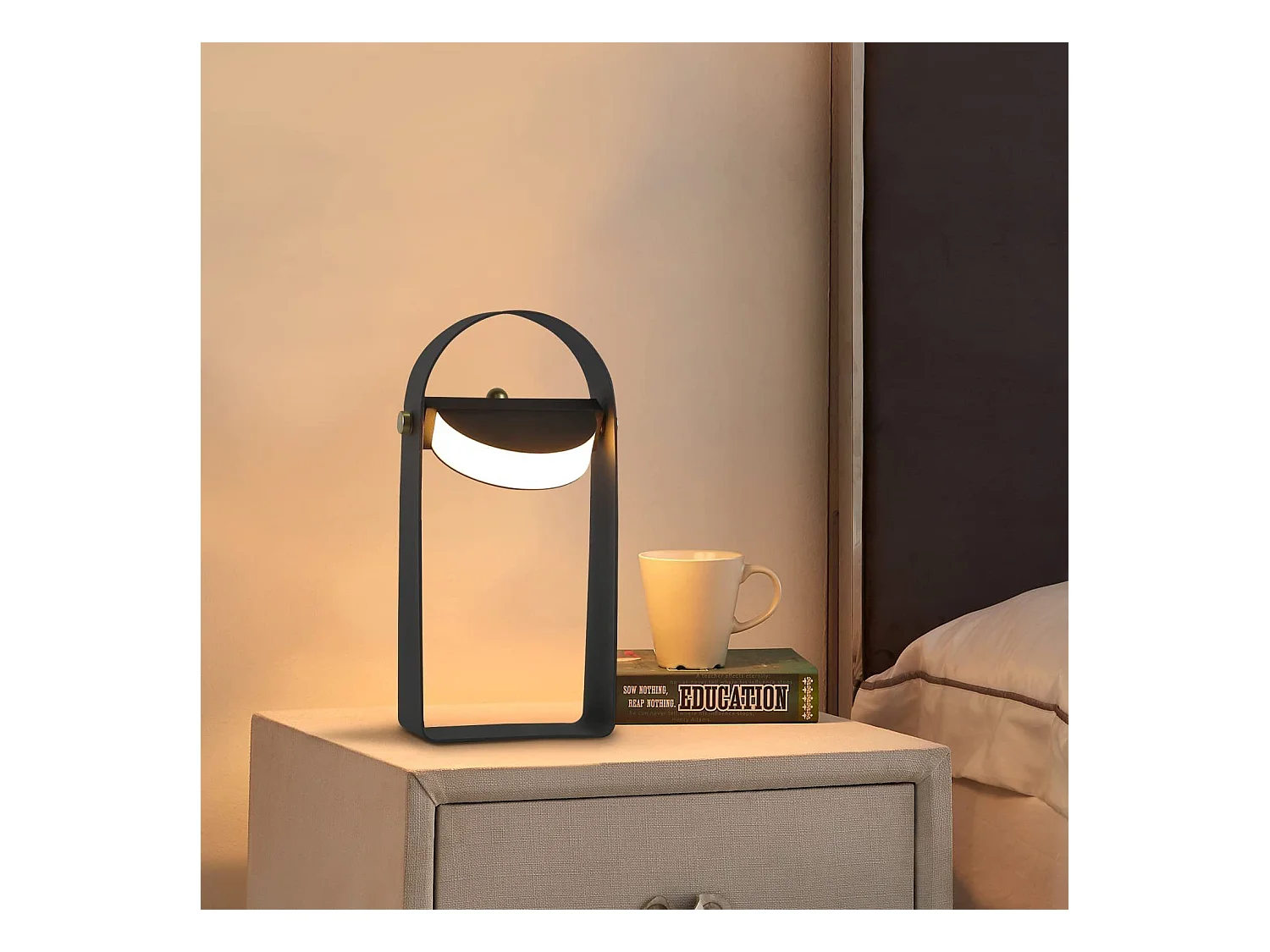 NETTLIFE Lampe de chevet LED avec fonction de charge lampe de table veilleuse portable luminosité réglable