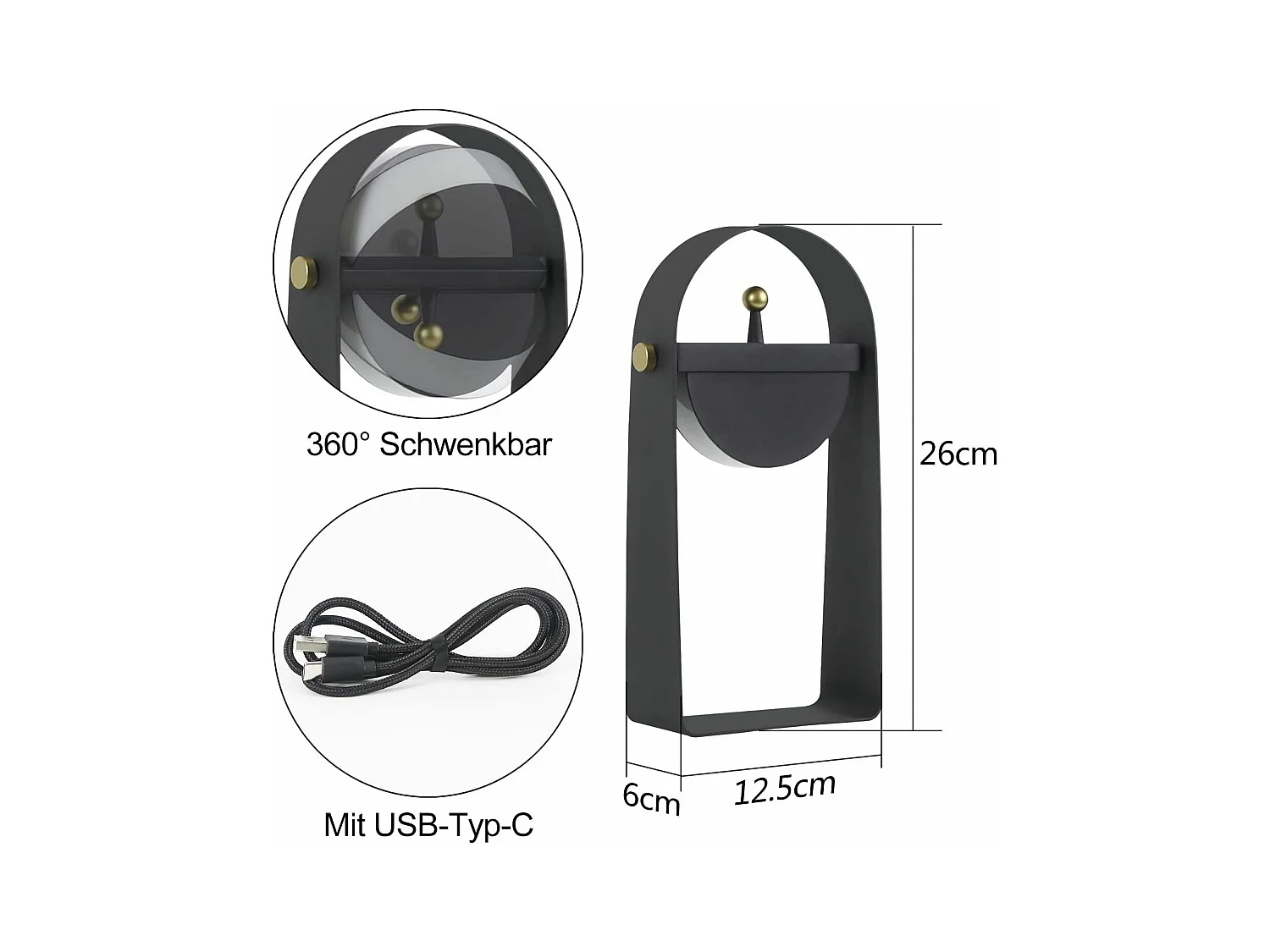 NETTLIFE Lampe de chevet LED avec fonction de charge lampe de table veilleuse portable luminosité réglable