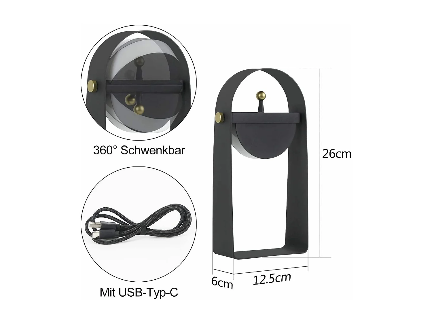 NETTLIFE Lampe de chevet LED avec fonction de charge lampe de table veilleuse portable luminosité réglable