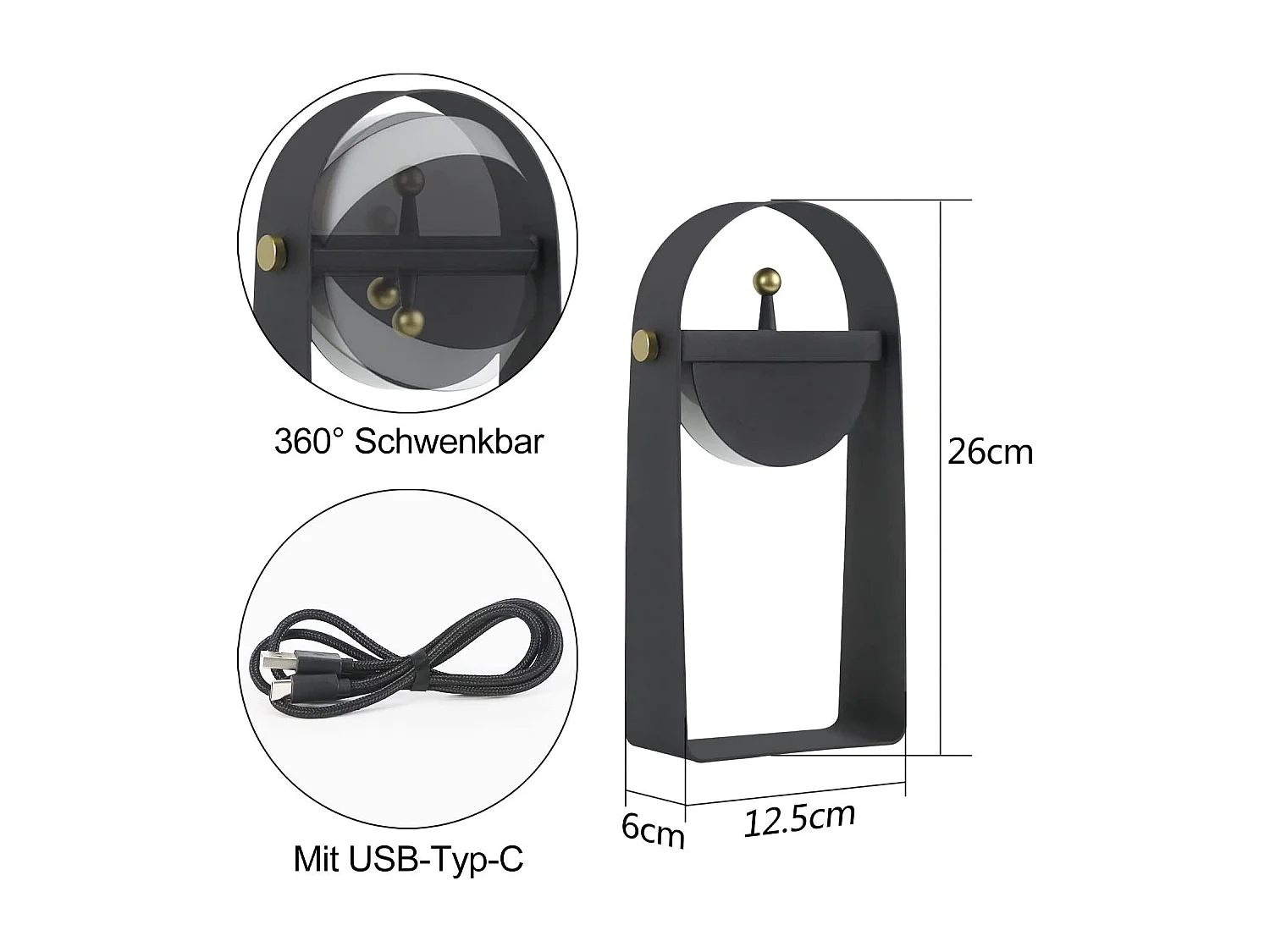NETTLIFE LED-bedlamp met oplaadfunctie Tafellamp Draagbaar nachtlampje Verstelbare helderheid
