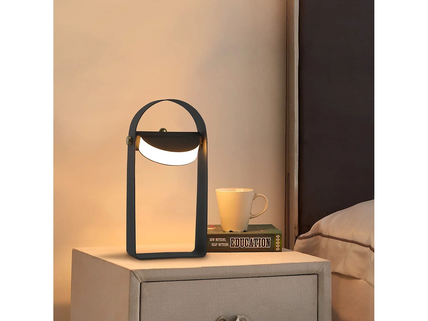 NETTLIFE Lampe de chevet LED avec fonction de charge lampe de table veilleuse portable luminosité réglable