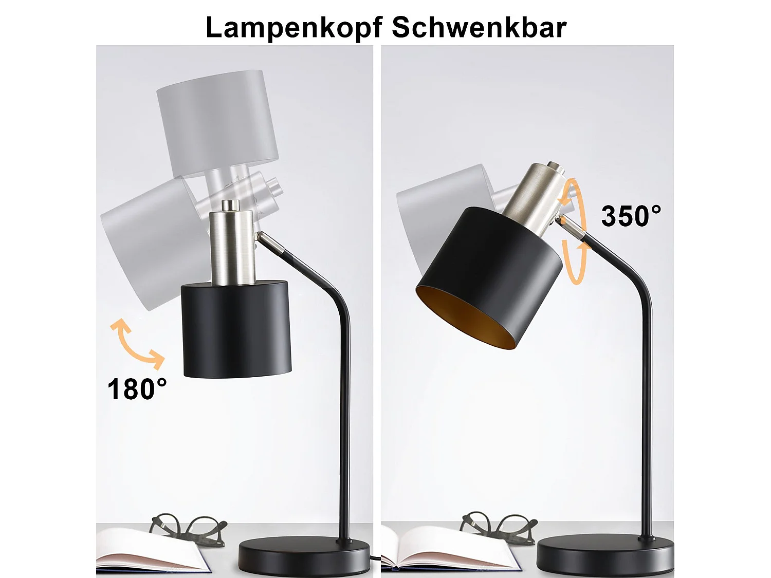 NETTLIFE Lampka nocna Vintage E27 Cable Black Gold Lampka biurkowa Obrotowa lampa do czytania