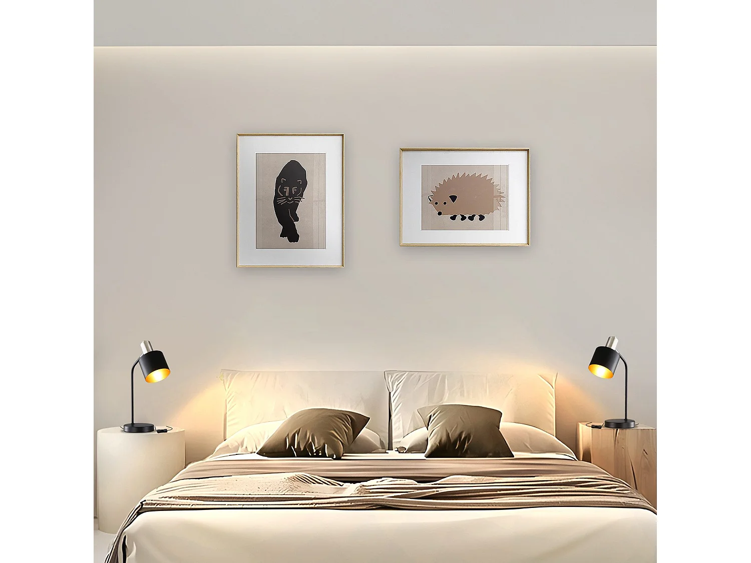 NETTLIFE Lampka nocna Vintage E27 Cable Black Gold Lampka biurkowa Obrotowa lampa do czytania