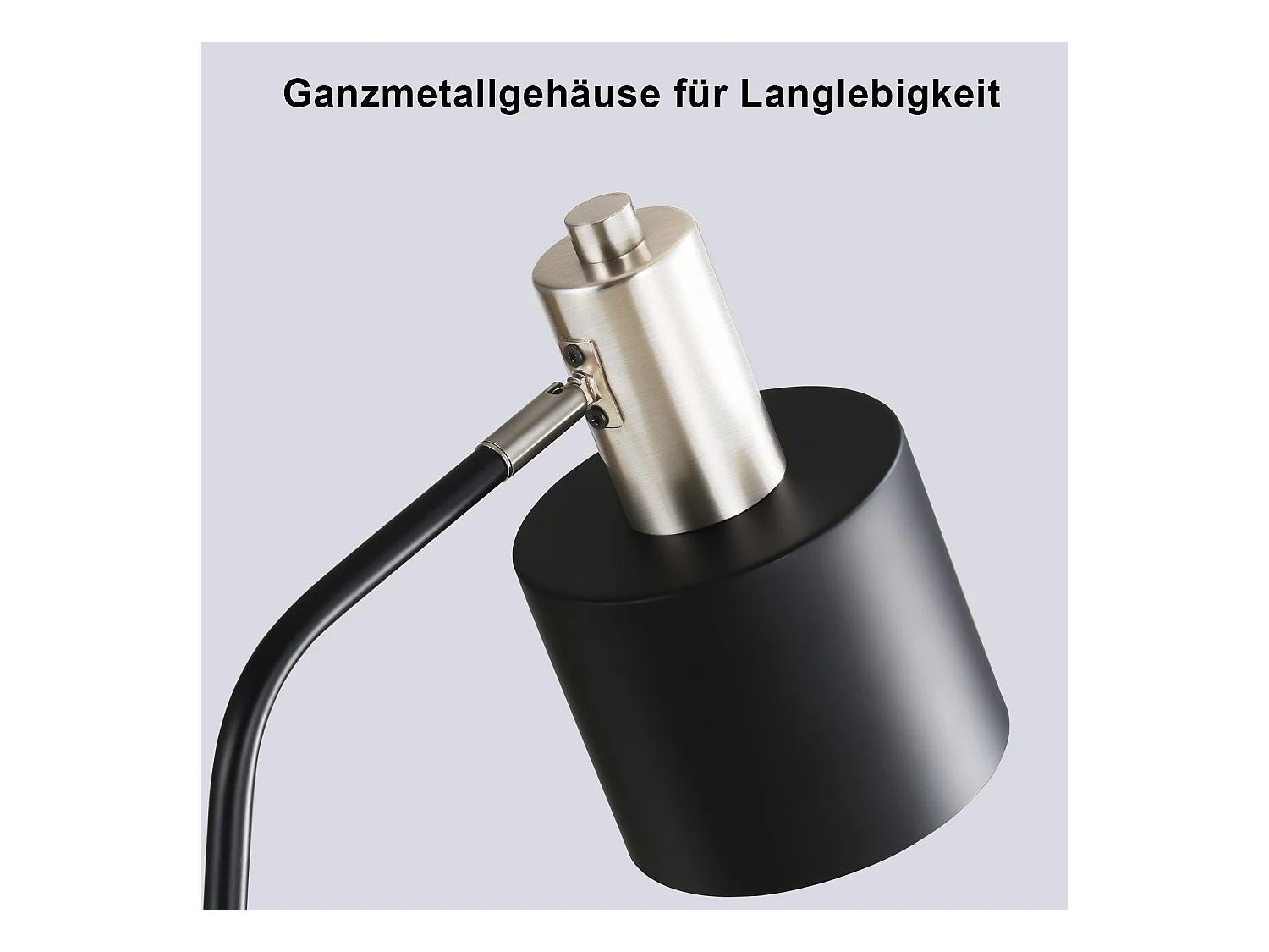 NETTLIFE Vintage Nachttischlampe E27 Kabel Schwarz Gold Schreibtischlampe Schwenkbar Leselampe