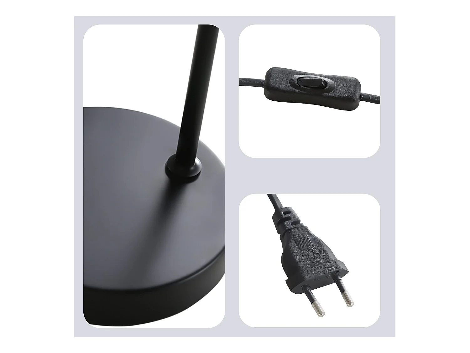 NETTLIFE Vintage Nachttischlampe E27 Kabel Schwarz Gold Schreibtischlampe Schwenkbar Leselampe