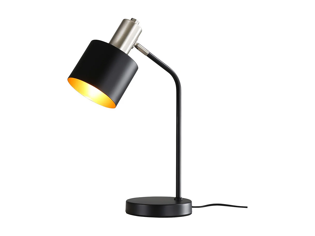 NETTLIFE Lampe de Chevet Vintage Câble E27 Noir Or Lampe de Bureau Lampe de Lecture Pivotante