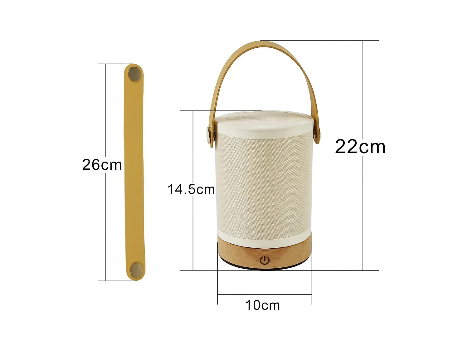 NETTLIFE LED Touch Tafellamp, Draagbare Draadloze Houten Stoffen Lampenkap met Dimfunctie