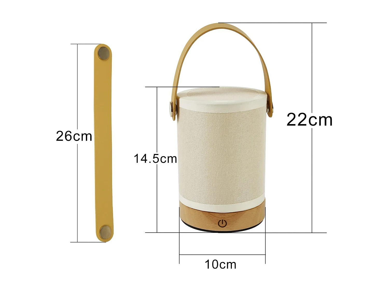 NETTLIFE Lampe de Table LED tactile, abat-jour Portable sans fil en tissu de bois avec fonction de gradation