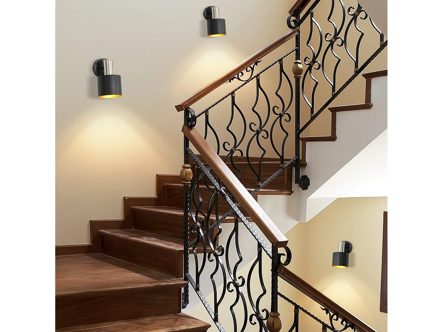 NETTLIFE Applique Murale Intérieur Spot Mural Vintage Noir 330° Pivotant E27 Petit Métal