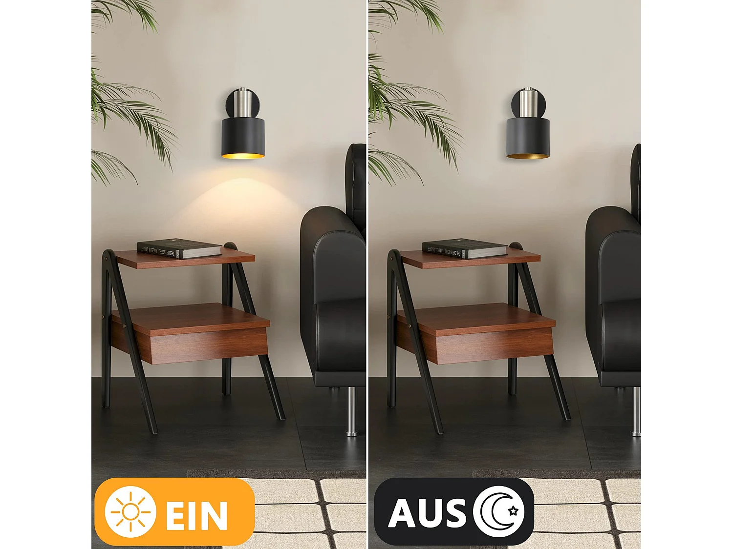 NETTLIFE Applique Murale Intérieur Spot Mural Vintage Noir 330° Pivotant E27 Petit Métal