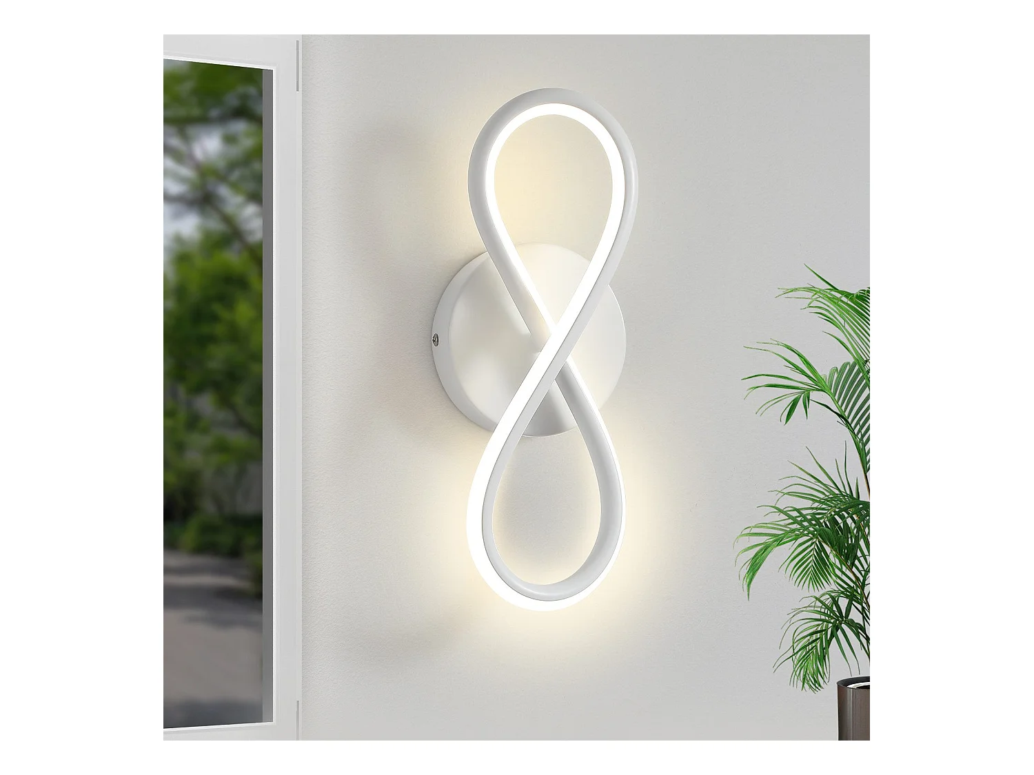 NETTLIFE Applique murale LED 7 W design incurvé blanc chaud 3000 K pour escalier d'intérieur