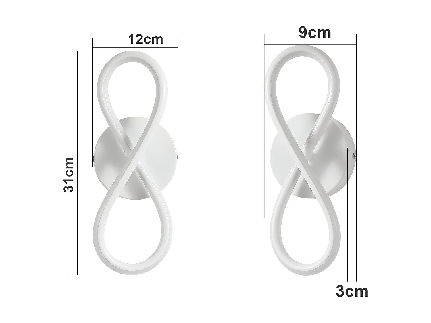 NETTLIFE Schwarze LED-Wandleuchte 7W gebogenes Design Warmweiß 3000K für Innentreppen