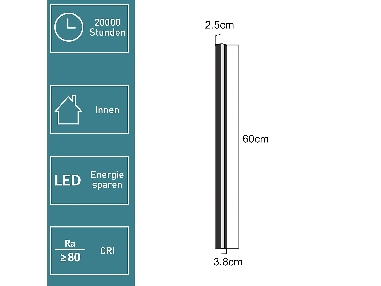 NETTLIFE Lot de 2 appliques murales d'intérieur à LED Moderne 60CM 21W Couloir Haut Bas Noir