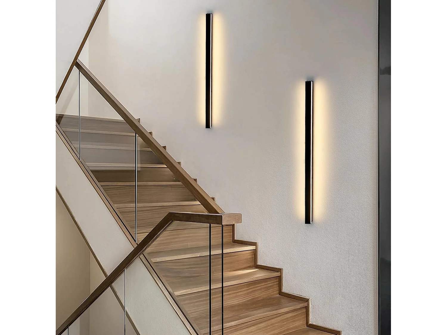 NETTLIFE 2 sztuki nowoczesnej lampy ściennej LED do wnętrz 60 cm 21 W, korytarz góra dół, czarny