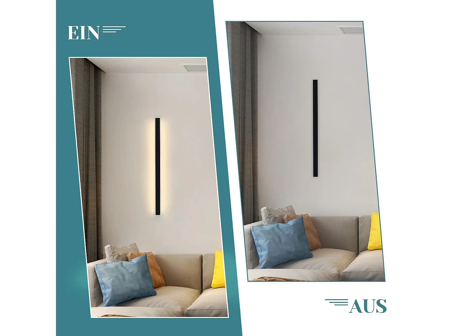NETTLIFE Lot de 2 appliques murales d'intérieur à LED Moderne 60CM 21W Couloir Haut Bas Noir