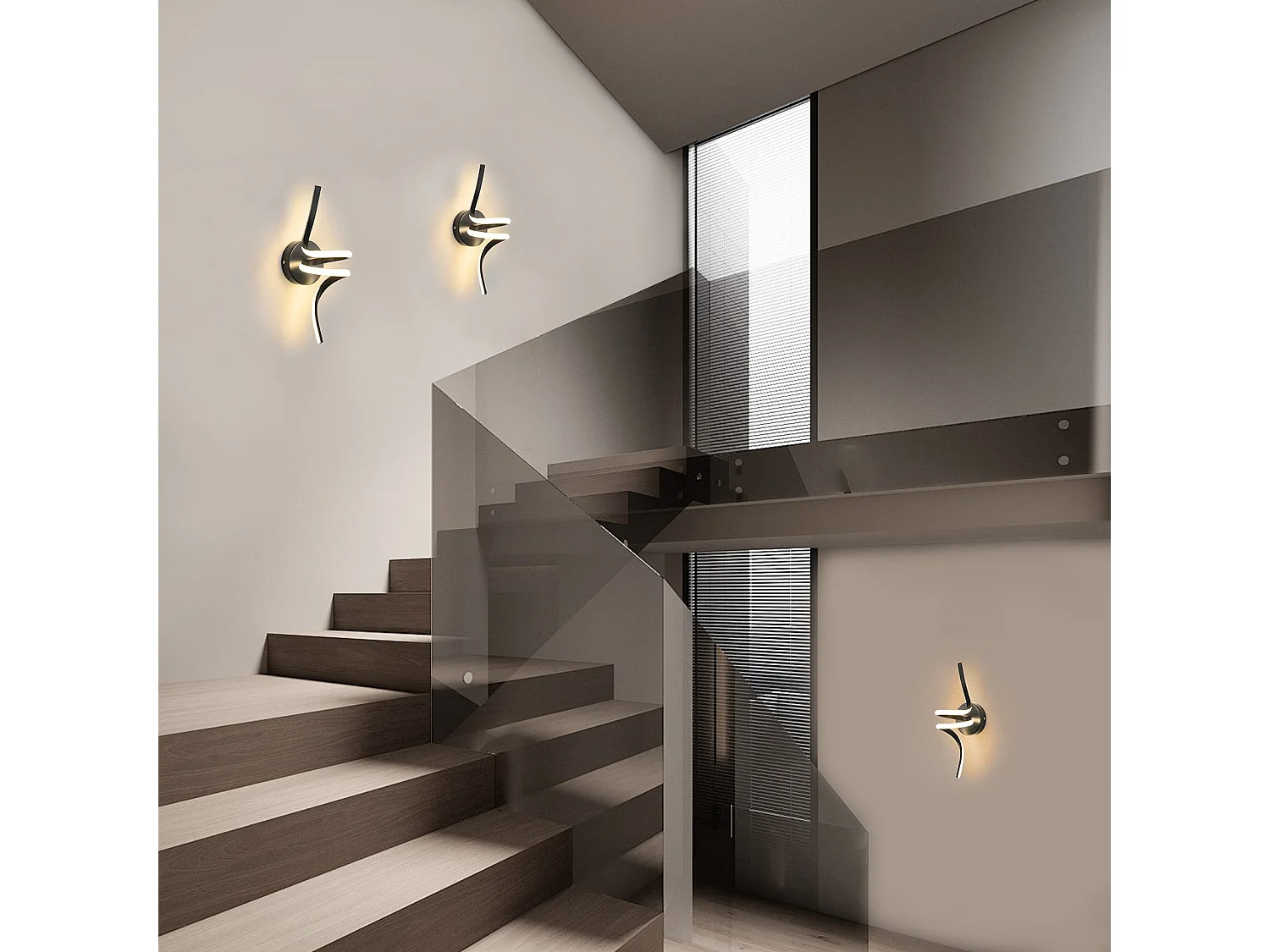 NETTLIFE - Lámpara de pared LED para interiores, moderna, color negro, 7 W, luz blanca cálida de 3000 K