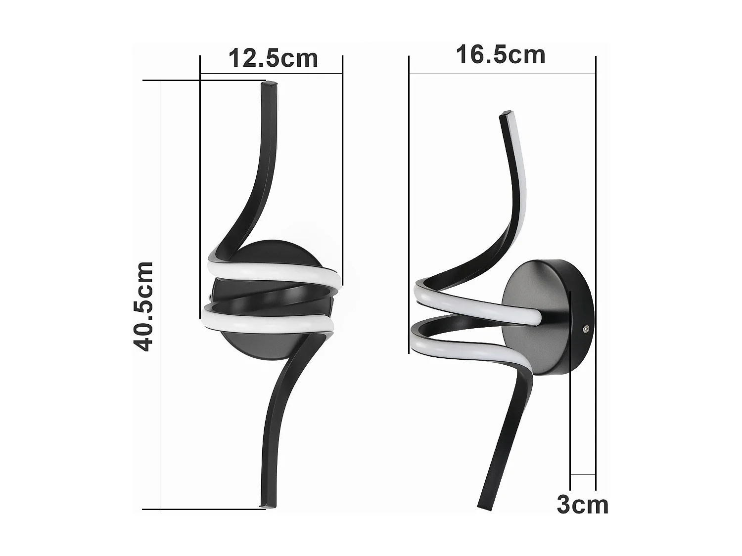 NETTLIFE - Lámpara de pared LED para interiores, moderna, color negro, 7 W, luz blanca cálida de 3000 K