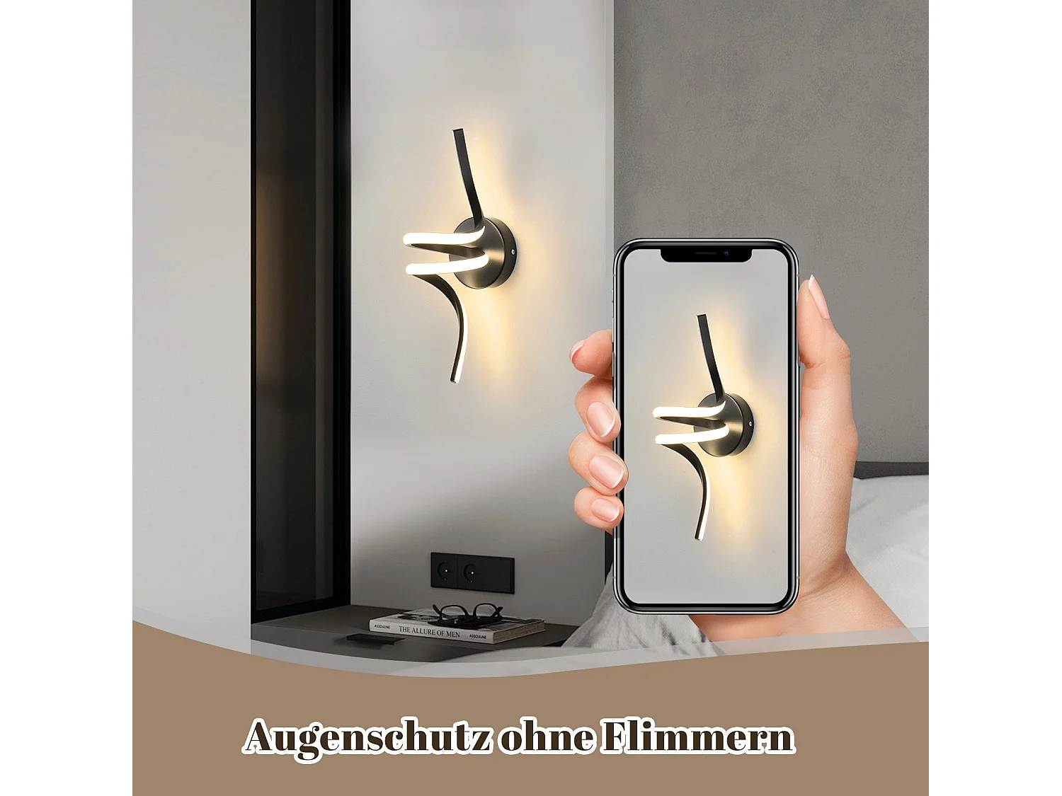 NETTLIFE Applique murale LED d'intérieur noire moderne 7W pour escalier Blanc chaud 3000K