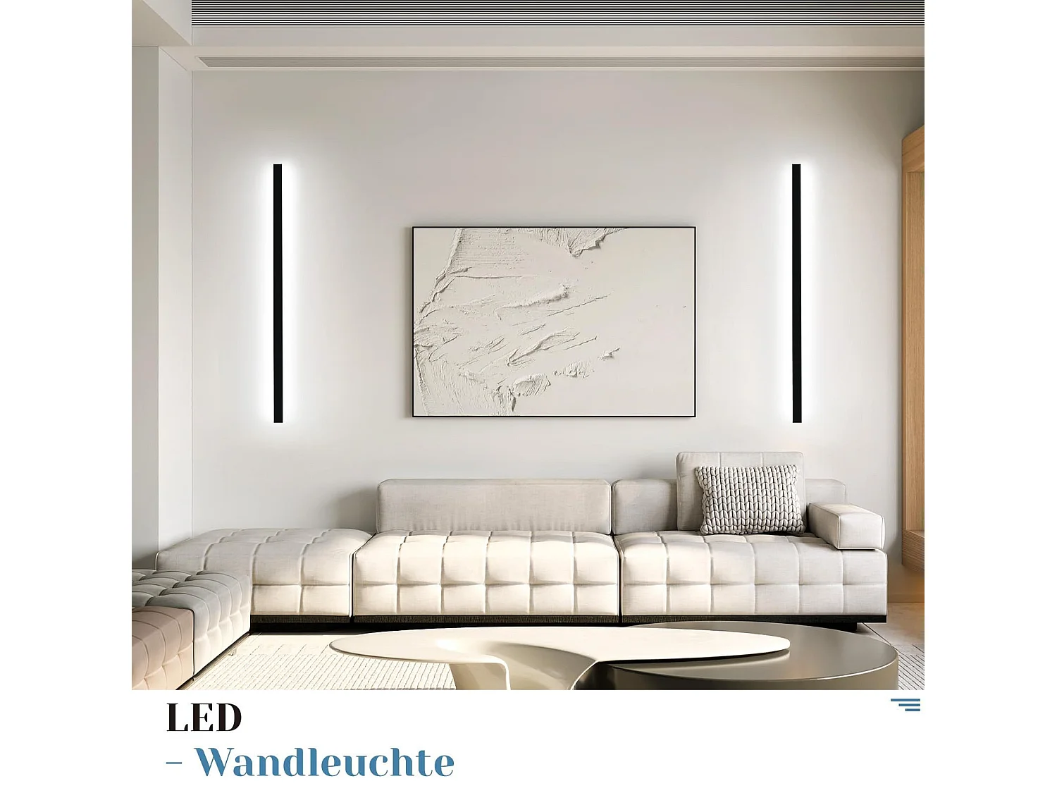 NETTLIFE 2er Set Wandleuchten Innen Schwarz 100CM moderne Wandbeleuchtung Flur 32W