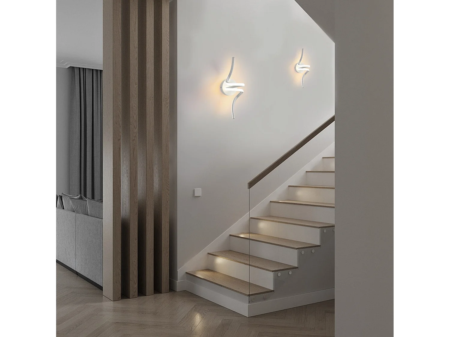 NETTLIFE Applique murale LED d'intérieur blanc moderne 7W pour escalier Blanc chaud 3000K
