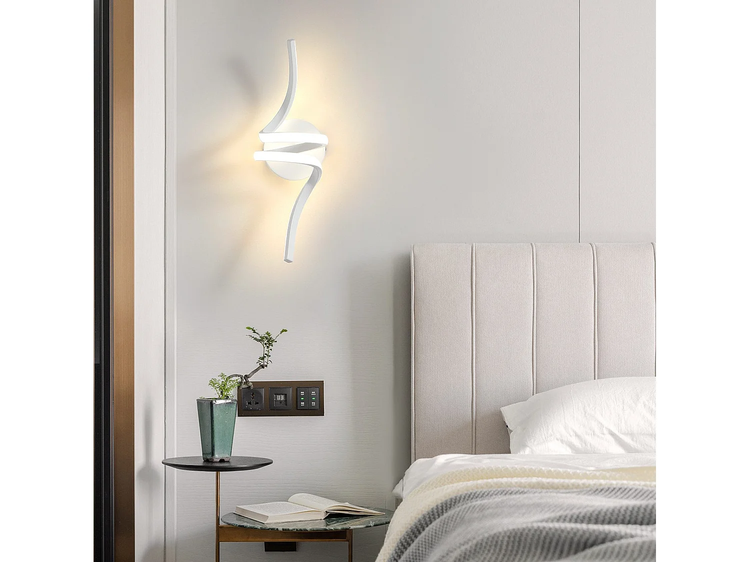NETTLIFE Applique murale LED d'intérieur blanc moderne 7W pour escalier Blanc chaud 3000K