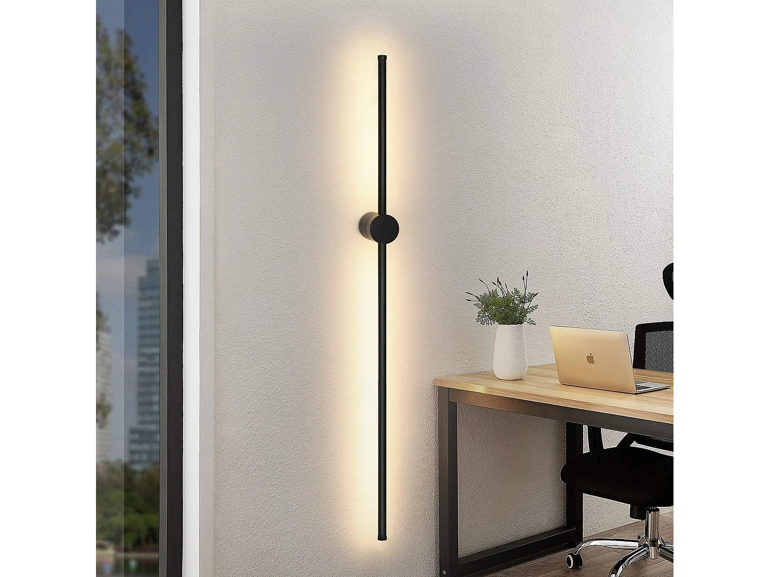 NETTLIFE 2 sztuki 100 cm długości LED lampa ścienna do wnętrz czarna 8 W minimalistyczna obrotowa lampa nocna ciepła biel 3000 K