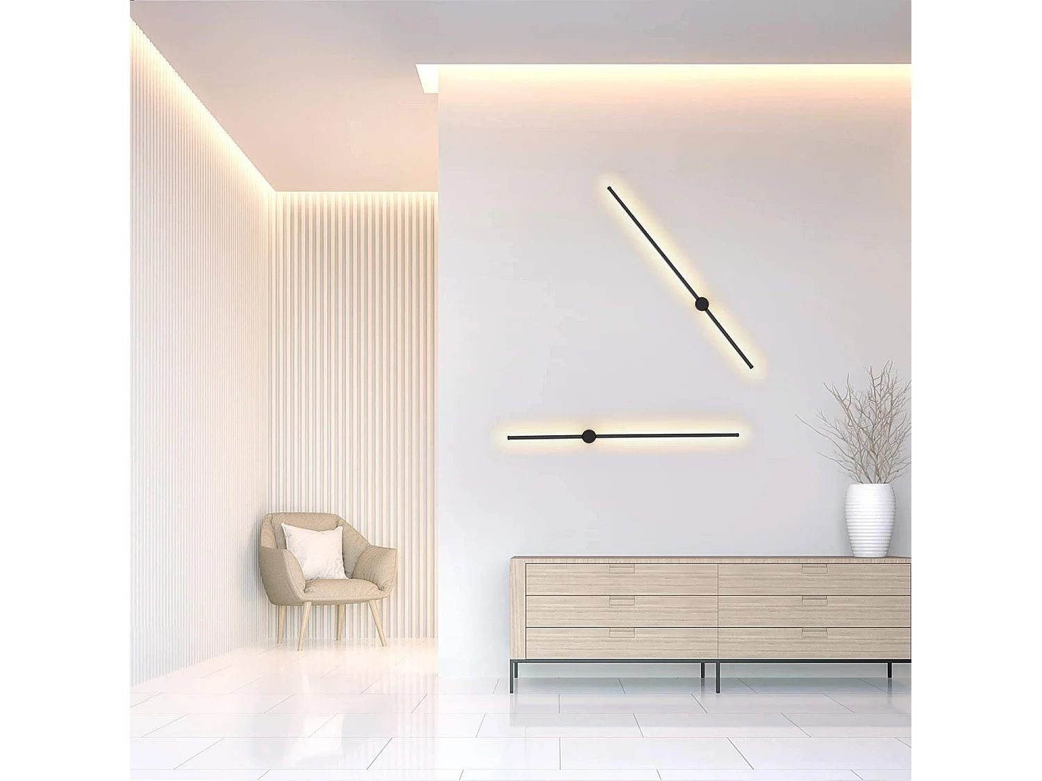 NETTLIFE 2 sztuki 100 cm długości LED lampa ścienna do wnętrz czarna 8 W minimalistyczna obrotowa lampa nocna ciepła biel 3000 K