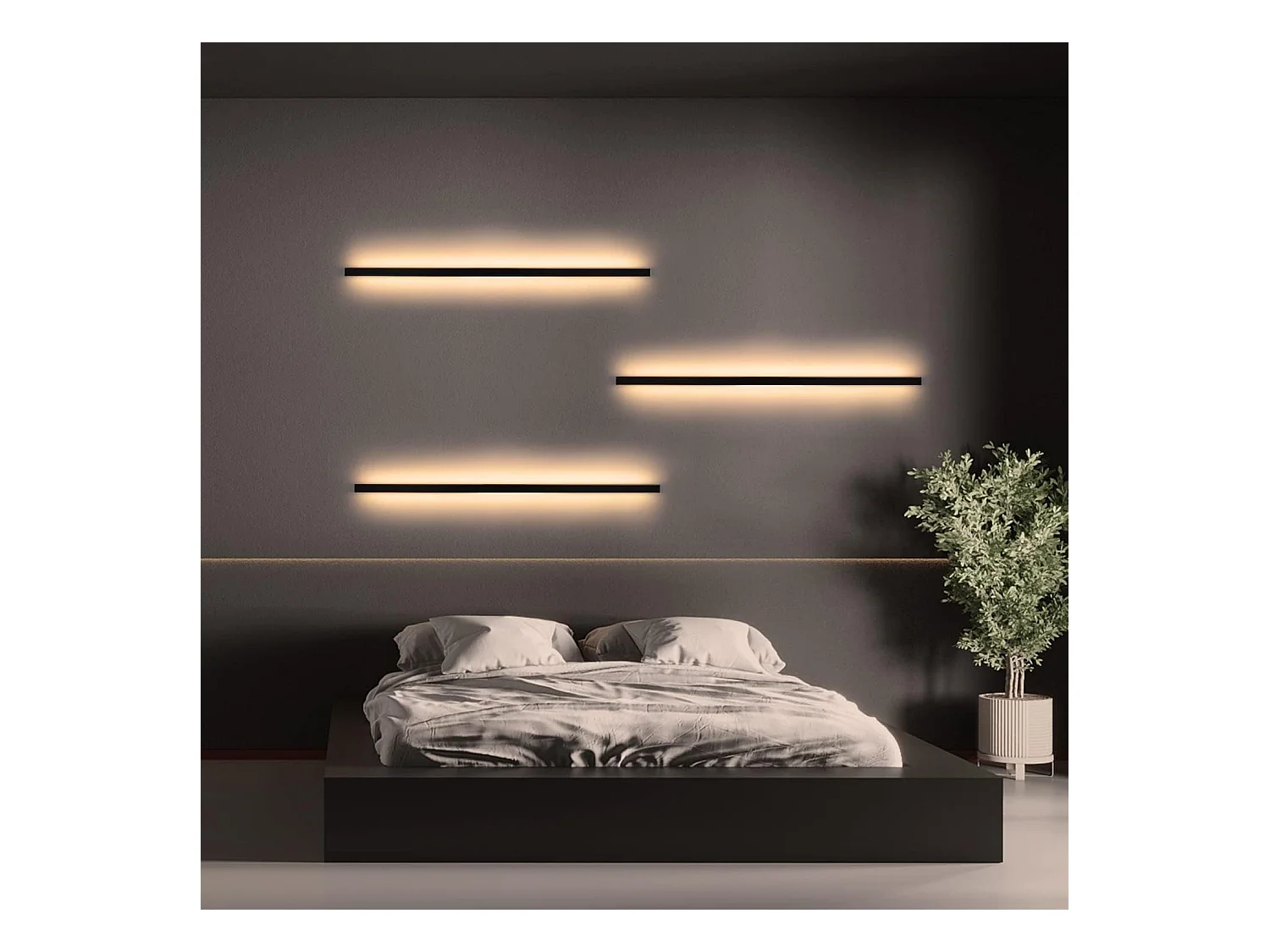 NETTLIFE 2 LED kinkiety nowoczesne wnętrze 100CM 34W korytarz góra dół ciepła biel czarny