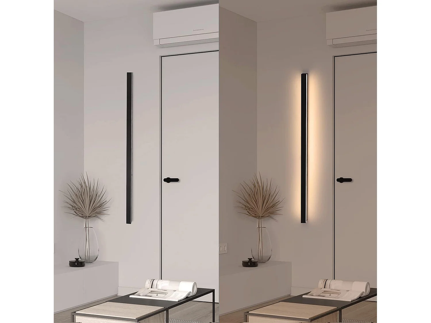 NETTLIFE 2 appliques LED intérieur moderne 100CM 34W couloir haut bas blanc chaud noir