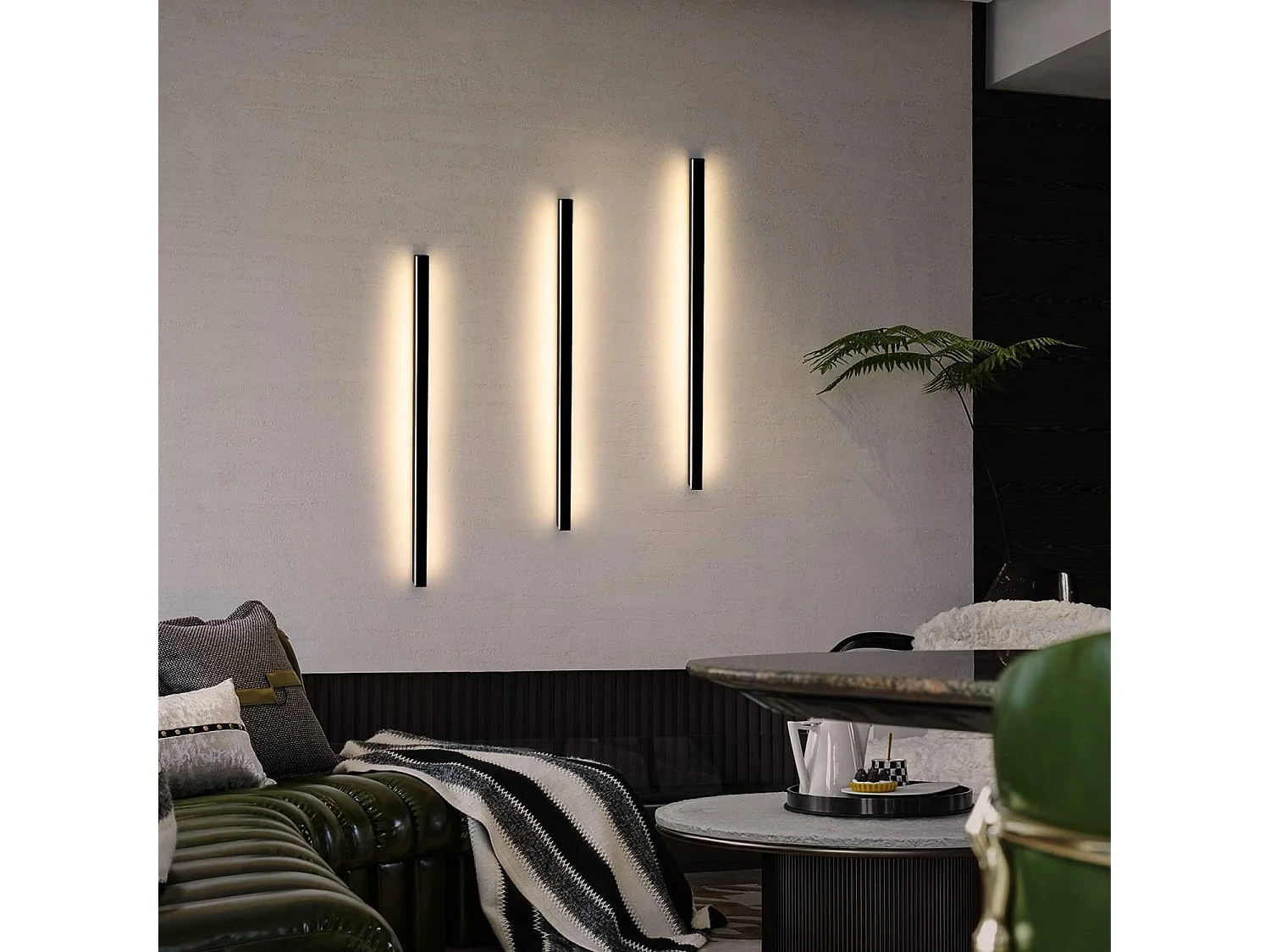 NETTLIFE Lot de 2 appliques murales LED intérieur moderne 80CM 27W couloir haut bas blanc chaud noir