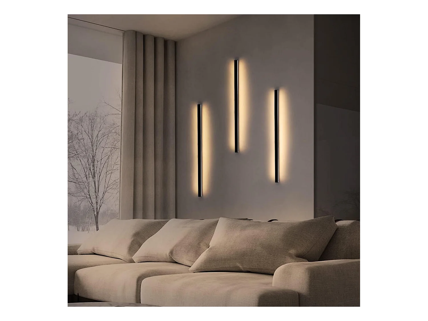 NETTLIFE 2-Pack moderne binnen LED-wandlampen 80CM 27W gang omhoog omlaag warm wit zwart