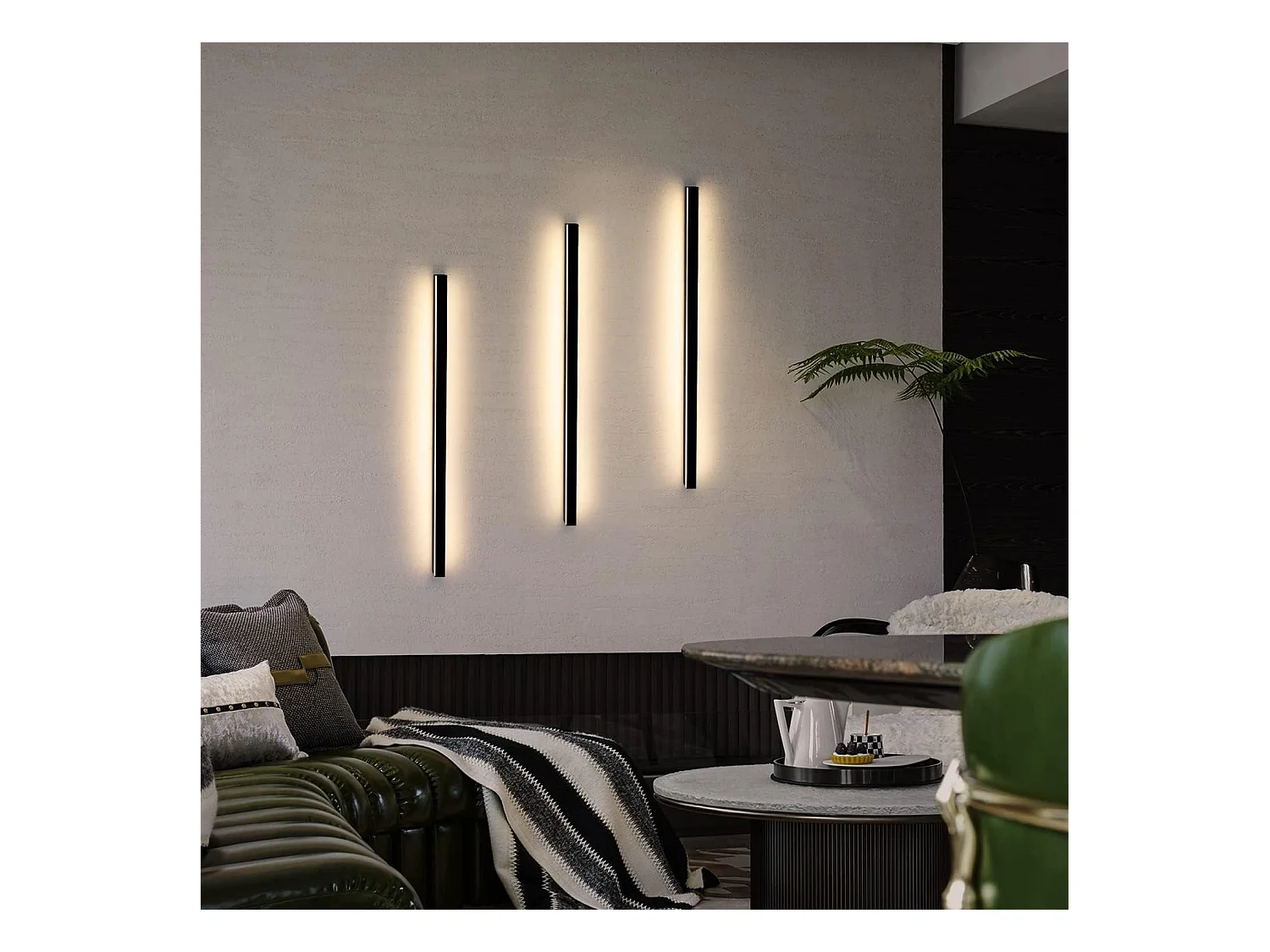 NETTLIFE 2-Pack moderne binnen LED-wandlampen 80CM 27W gang omhoog omlaag warm wit zwart