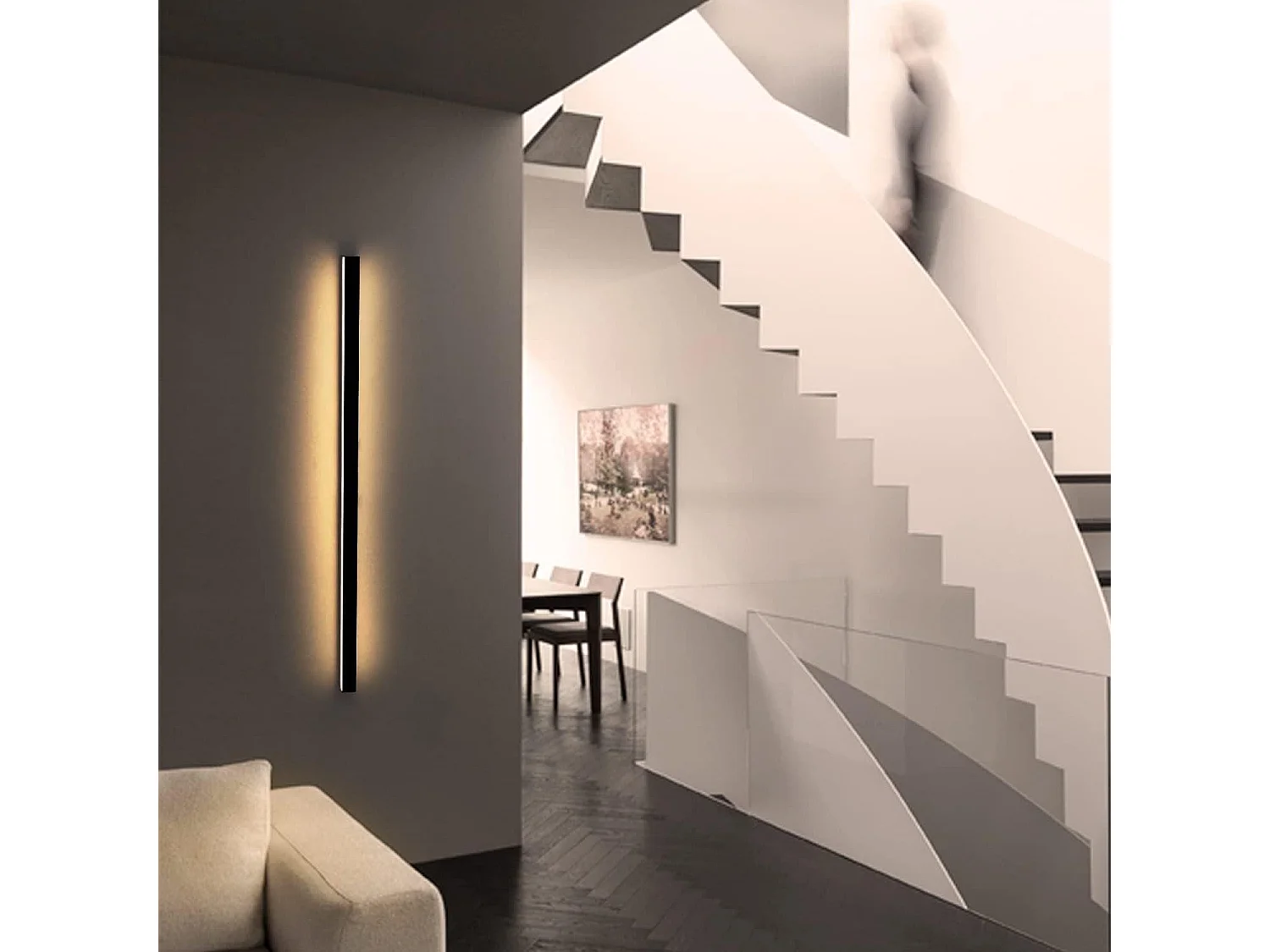 NETTLIFE Lot de 2 appliques murales LED intérieur moderne 80CM 27W couloir haut bas blanc chaud noir