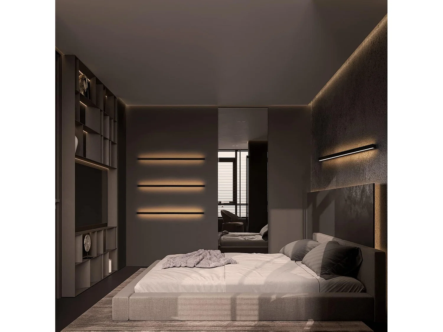 NETTLIFE Lot de 2 appliques murales LED intérieur moderne 80CM 27W couloir haut bas blanc chaud noir