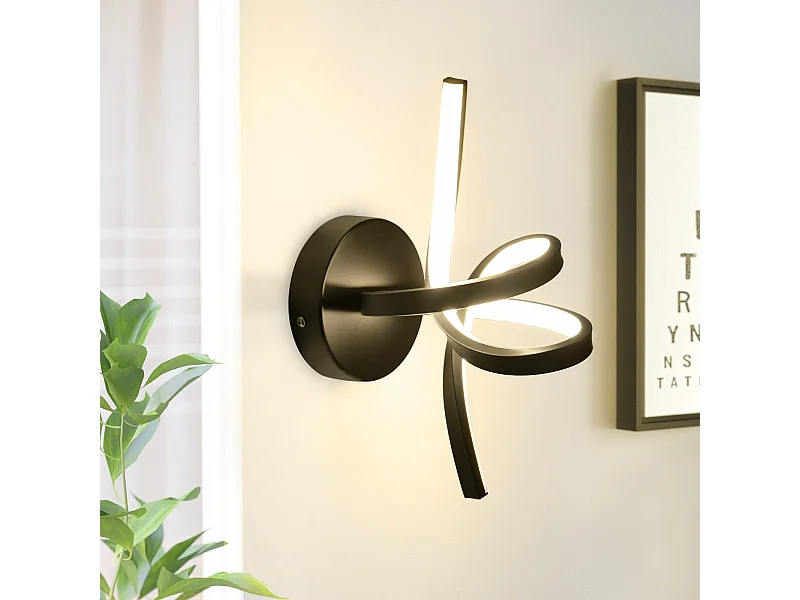 NETTLIFE Applique murale LED Noir Intérieur 7W Blanc chaud 3000K Escalier Moderne Aluminium