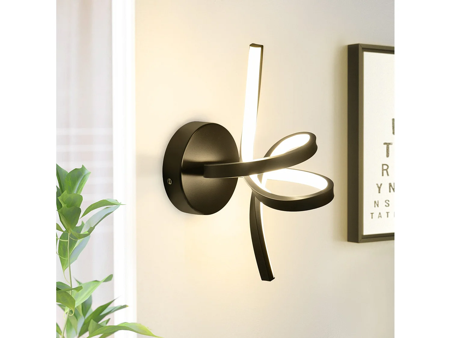 NETTLIFE Aplique de pared LED negro para interior, 7 W, blanco cálido, 3000 K, para escalera moderna, aluminio