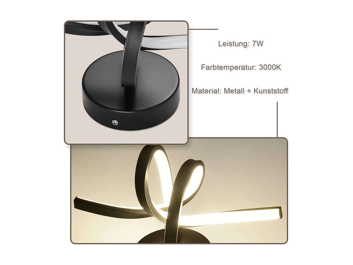 NETTLIFE Aplique de pared LED negro para interior, 7 W, blanco cálido, 3000 K, para escalera moderna, aluminio