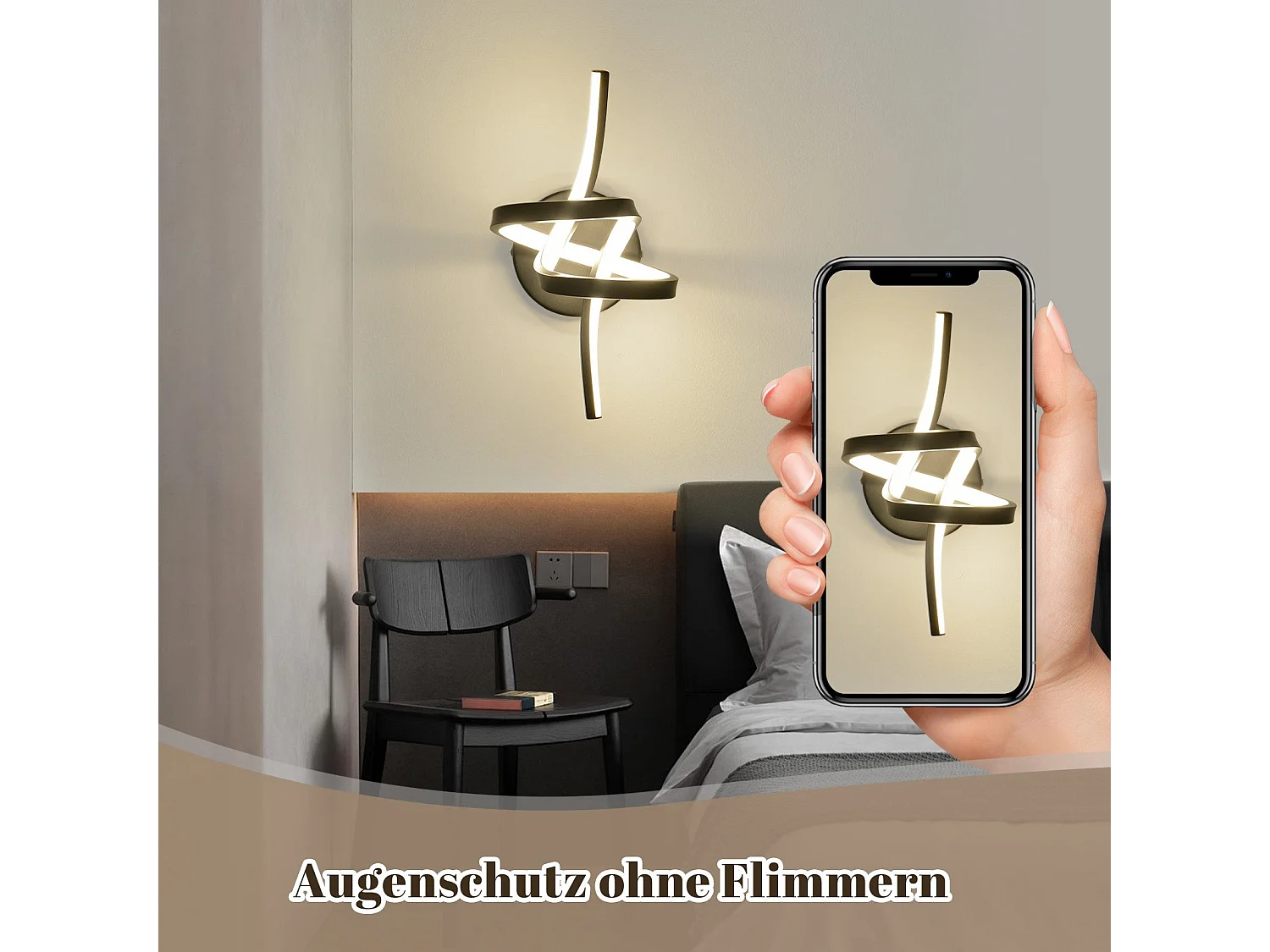 NETTLIFE Applique murale LED Noir Intérieur 7W Blanc chaud 3000K Escalier Moderne Aluminium