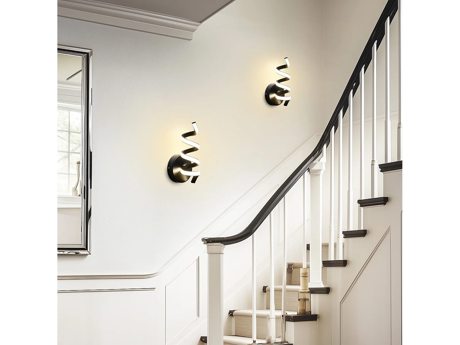 NETTLIFE - Lámpara de pared LED para interiores, moderna, color negro, 7 W, luz blanca cálida de 3000 K