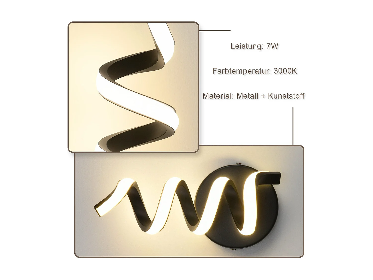 NETTLIFE Moderne schwarze 7W LED-Innenwandleuchte für Treppen, Warmweiß 3000K