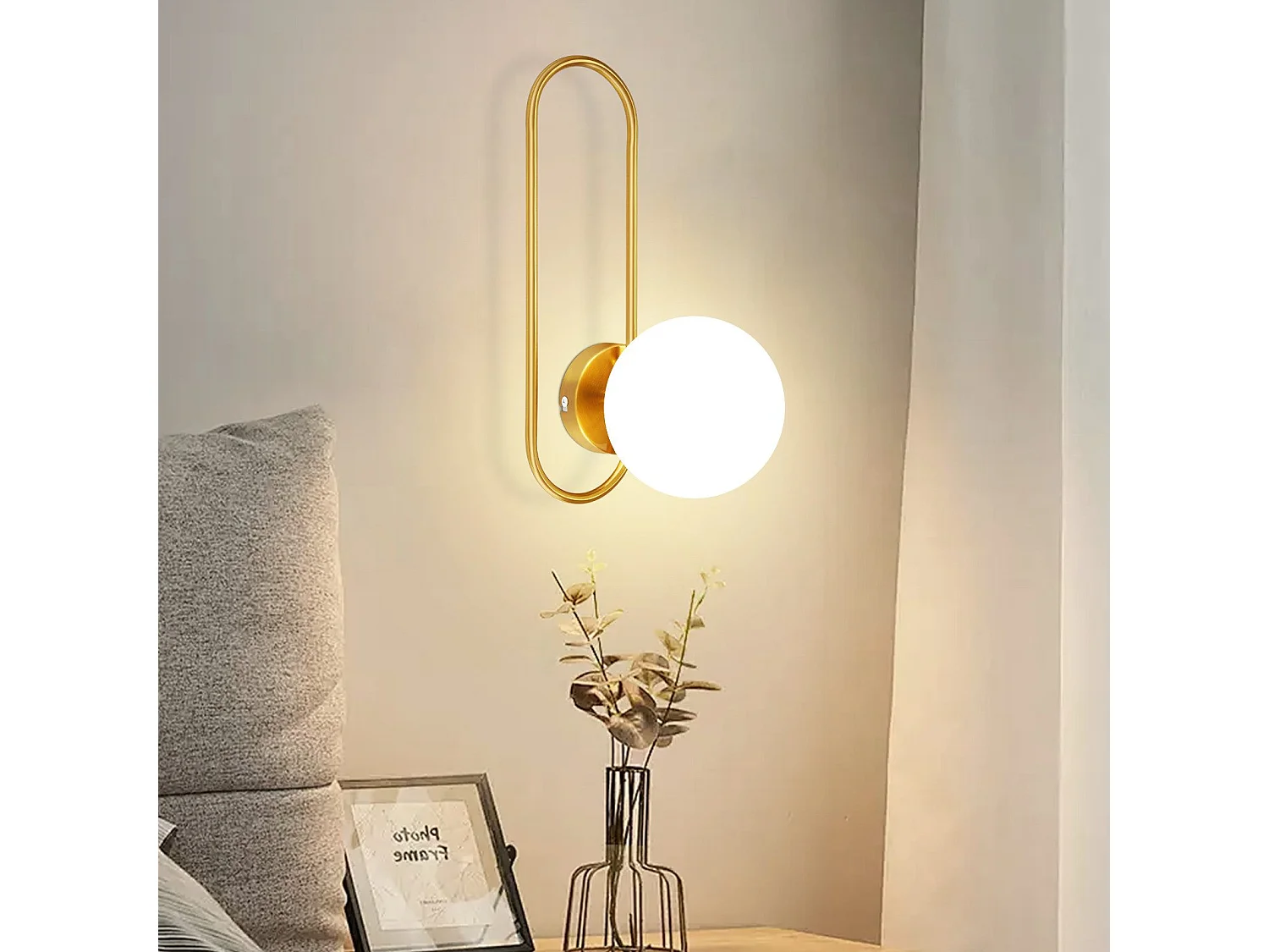 NETTLIFE Aplique de pared para interiores E14 Bola de cristal dorado Iluminación de pared retro moderna para dormitorio