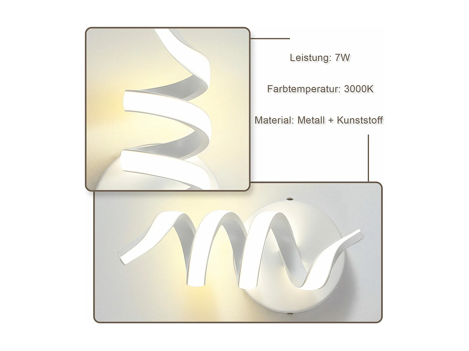 NETTLIFE - Lámpara LED de pared para escalera interior moderna de 7 W, blanco cálido 3000 K