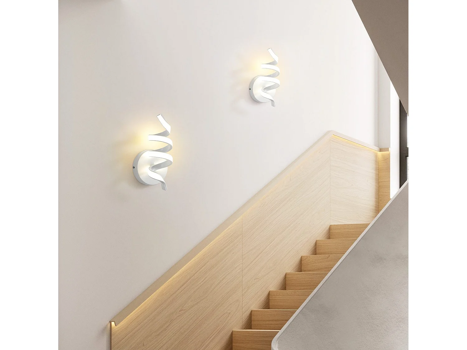 NETTLIFE - Lámpara LED de pared para escalera interior moderna de 7 W, blanco cálido 3000 K