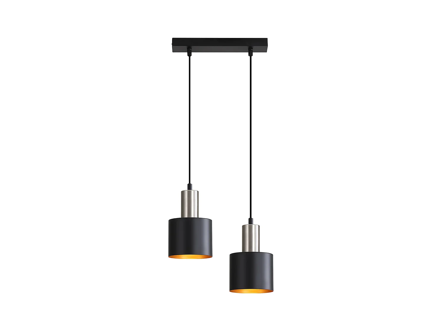 NETTLIFE Suspension table à manger E27 lampe suspendue vintage suspendue 2 ampoules noir doré