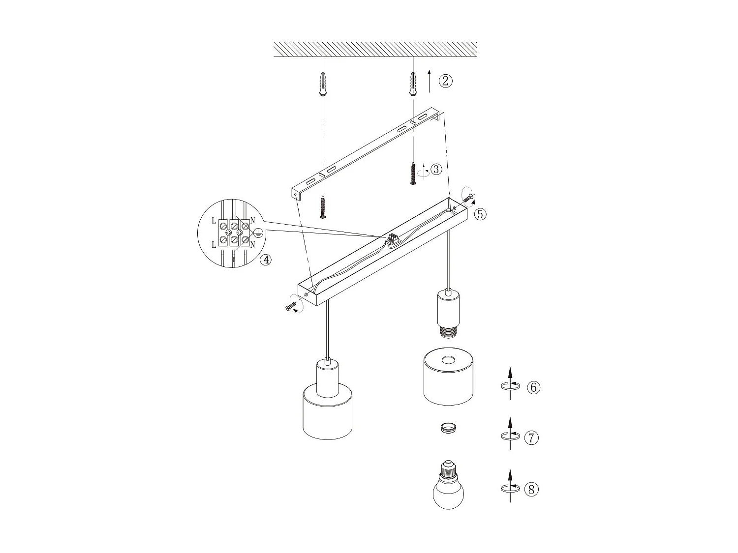 NETTLIFE Esstisch Pendelleuchte E27 Vintage Hängelampe 2-flammig Schwarz Gold