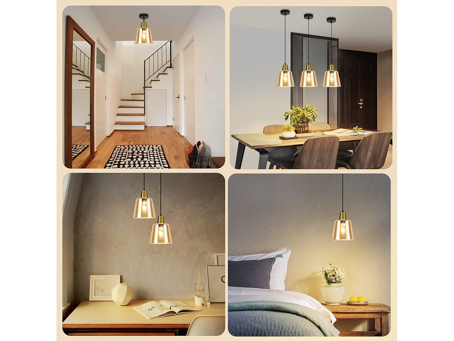 Lampe à Suspension Pour Table à Manger 3 Flammes En Verre Vintage E27 Lampe Suspendue Pour Salon