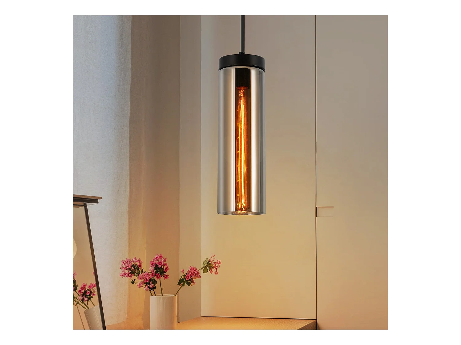 Lampe à Suspension Pour Table à Manger En Verre Noir Mat Rétro 1 Flamme E27