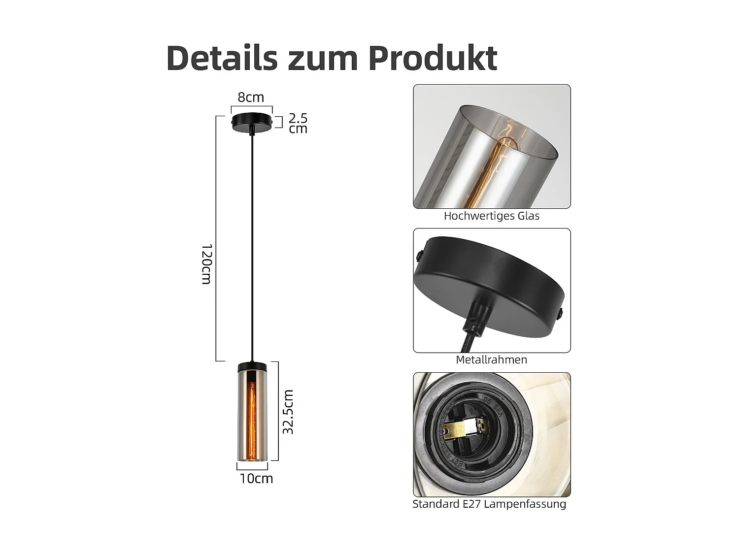 Retro matzwarte glazen eettafel hanglamp 1 vlam E27