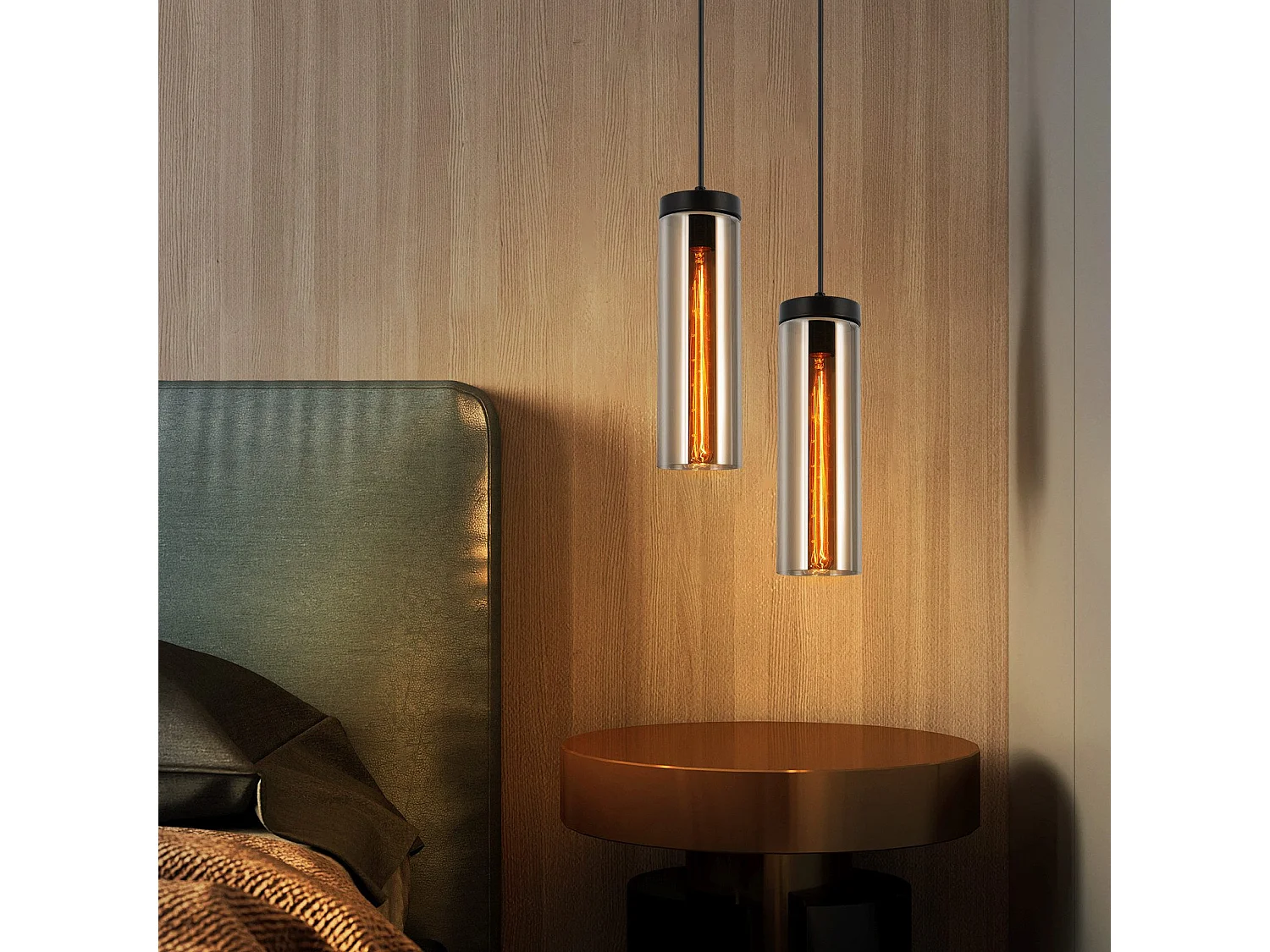 Retro matzwarte glazen eettafel hanglamp 1 vlam E27